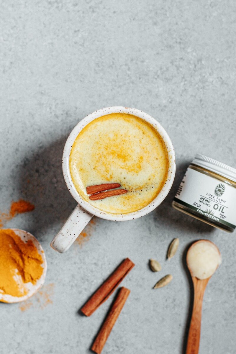 Soothing CBD Golden Milk Latte, the warm goodness into a mug, cozy up by the fire, and enjoy sipping this tasty, nourishing drink any time you need some extra comfort!