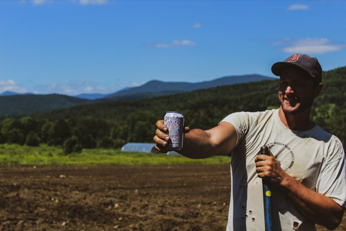a man grabs a can of chill brew