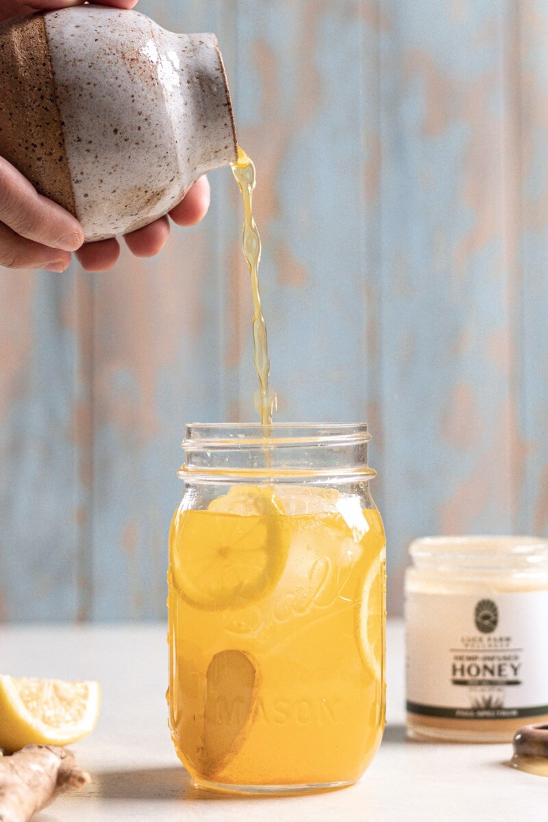 Ginger honey CBD lemonade is the perfect wellness drink for warm days!